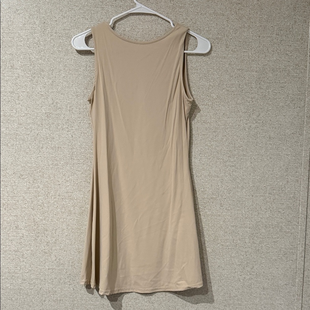 Elegant Tan Sleeveless Dress